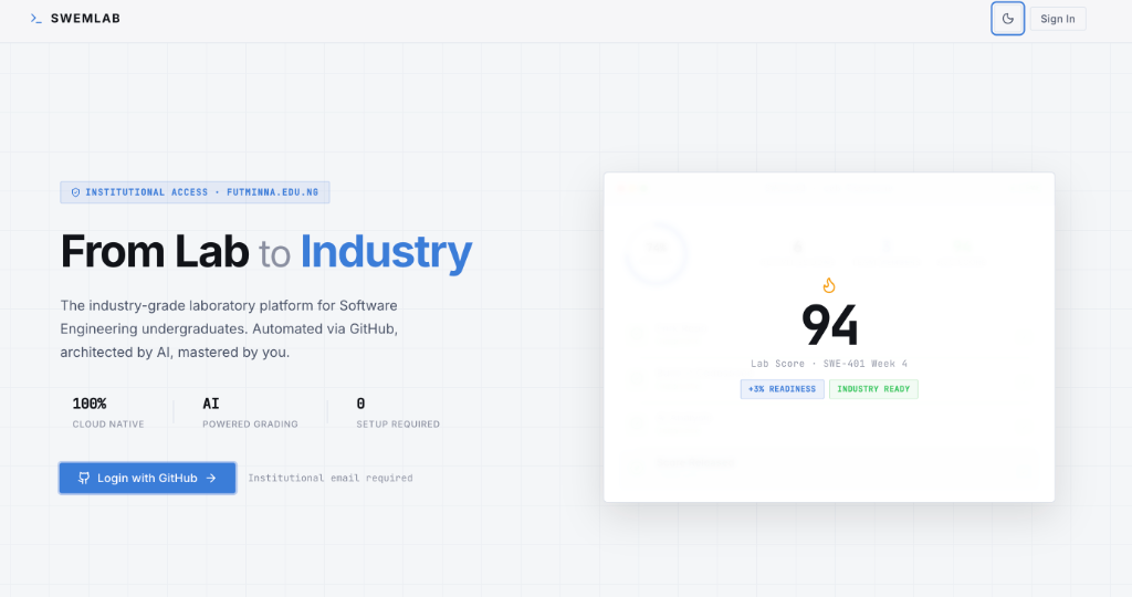 SWEMLab Cloud-Native Platform Architecture — From Lab to Industry, automated grading via GitHub